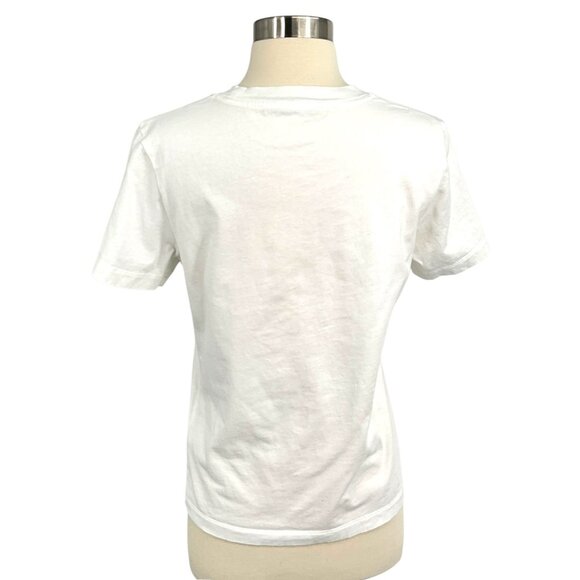 Moncler Rhinestone Logo T-Shirt White Silver Short Sleeve Size L Large Crew Neck - Picture 4 of 14